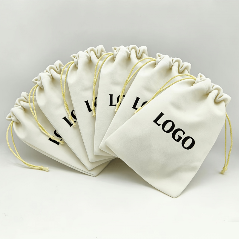 50pcs Personalized Custom Drawstring Plush Gift Bags for Jewelry